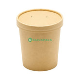 Set Pahar carton natur pentru supa 16oz cu capac carton - CLICKPACK